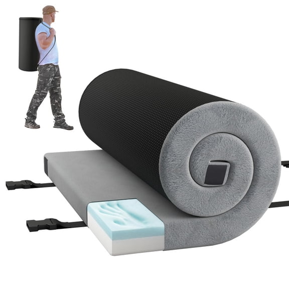Canddidliike Foldable Camping Mattress with High Density Foam Cushion and Anti-slip Bottom, Air Mattresses & Sleeping Bags for Outdoor, Gray
