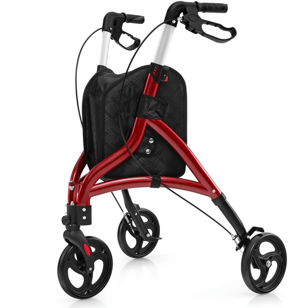 Canddidliike Foldable Rollator Walker with Lightweight Aluminum Frame-Red, Elderly Assistance Products Canddidliike Foldable Rollator Walker with Lightweight Aluminum Frame-Red, Elderly Assistance Products