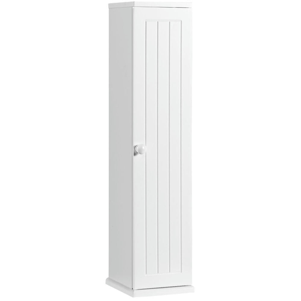 Canddidliike Free Standing Toilet Paper Holder with 4 Shelves and Top Slot for Bathroom-White, Bathroom Floor Cabinet for Entryway Storage, Home Office Furniture
