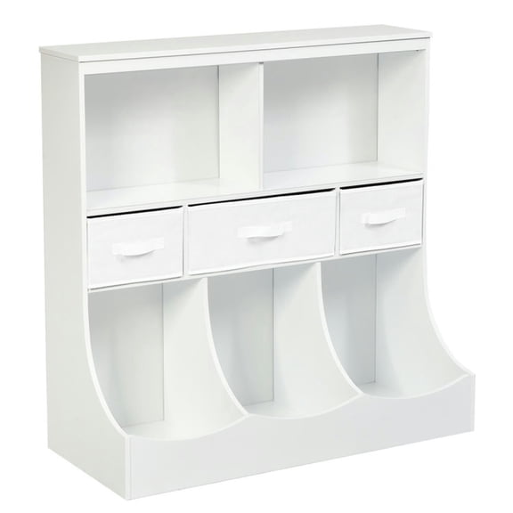 Canddidliike Freestanding Combo Cubby Bin Storage Organizer Unit W/3 Baskets-White, Toy Storage Organizer for Kids, Boys, Girls, Nursery