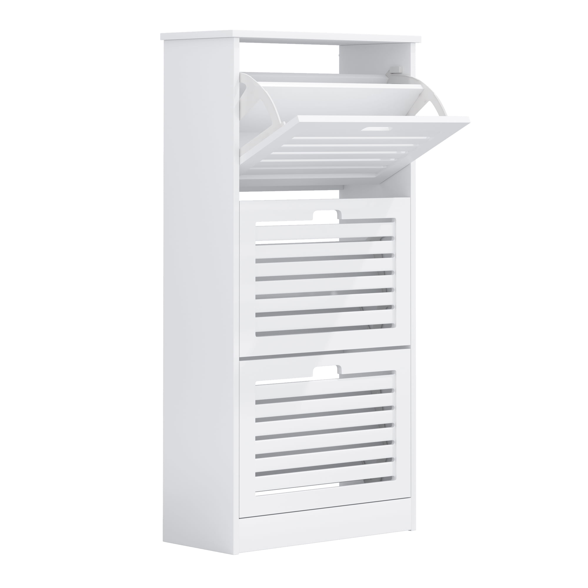 Canddidliike Freestanding Shoe Storage Cabinet with 3 Flip Drawers, Wood Slim Shoe Cupboard Organizer Unit for Entryway, Hallway and Corrido, White Canddidliike Freestanding Shoe Storage Cabinet with 3 Flip Drawers, Wood Slim Shoe Cupboard Organizer Unit for Entryway, Hallway and Corrido, White