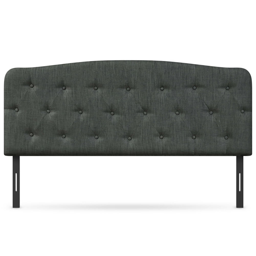 Canddidliike Full Tufted Fabric Modern Headboard in Dark Gray Linen Fabric