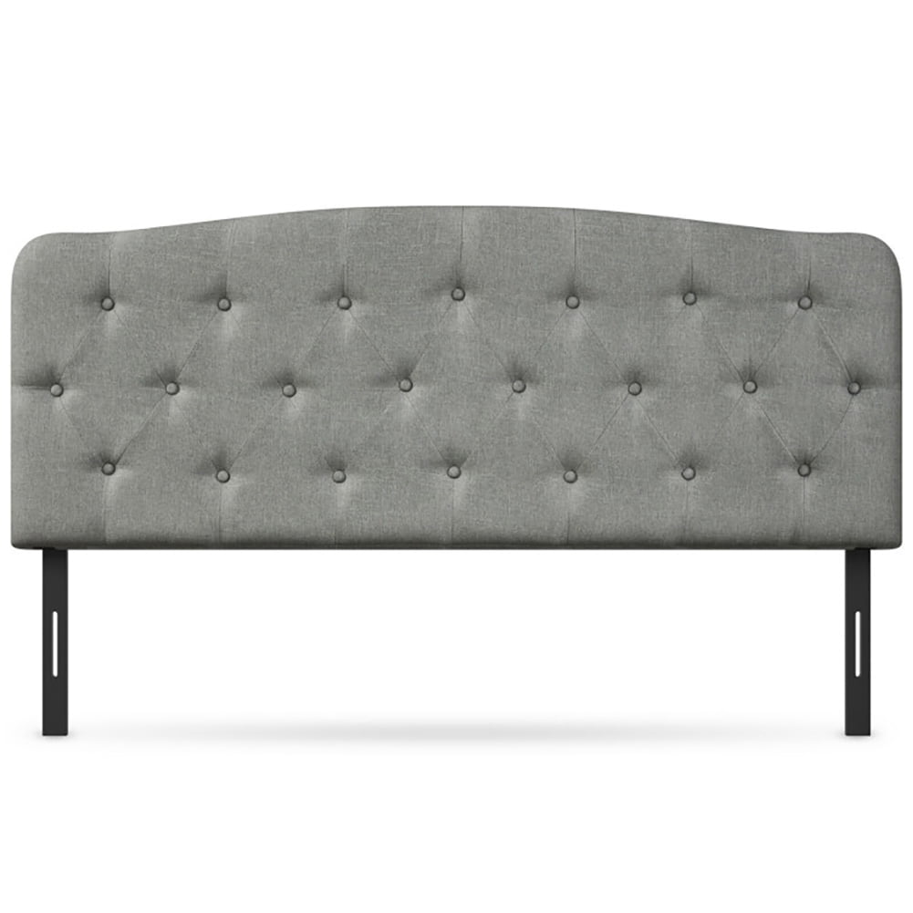 Canddidliike Full Tufted Fabric Modern Headboard in Light Gray Linen Fabric