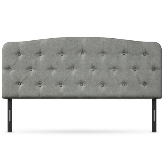 Canddidliike Full Tufted Fabric Modern Headboard in Light Gray Linen Fabric