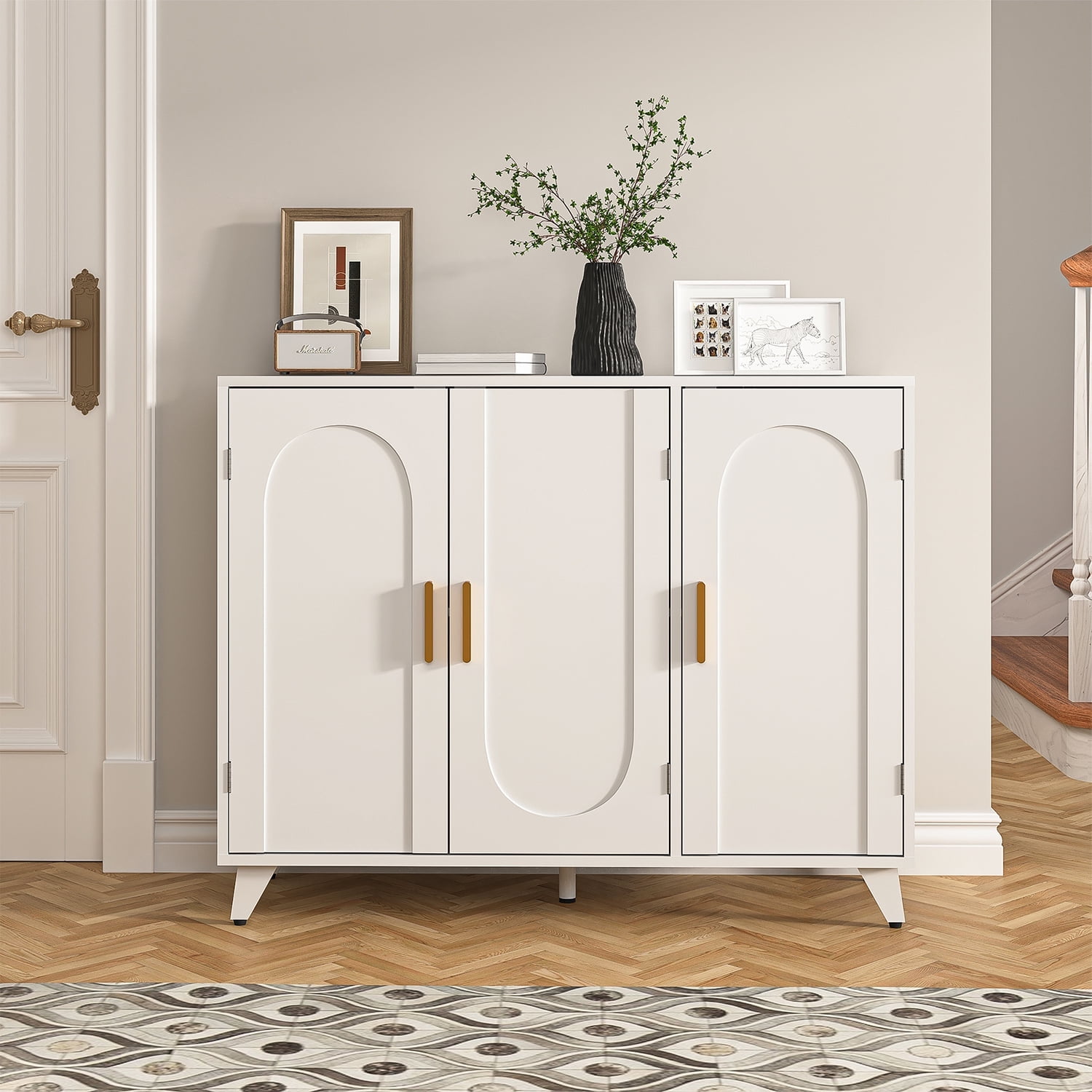Canddidliike Gold & White Water Ripple Cabinet, Ideal for Dining Room ...