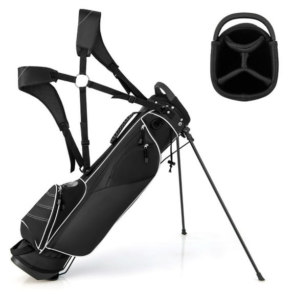 Canddidliike Golf Stand Cart Bag with 4 Way Divider Carry Organizer Pockets-Black, Lightweight Golf Stand Bag for Men & Women,Multiple Pockets, Lightweight & Durable