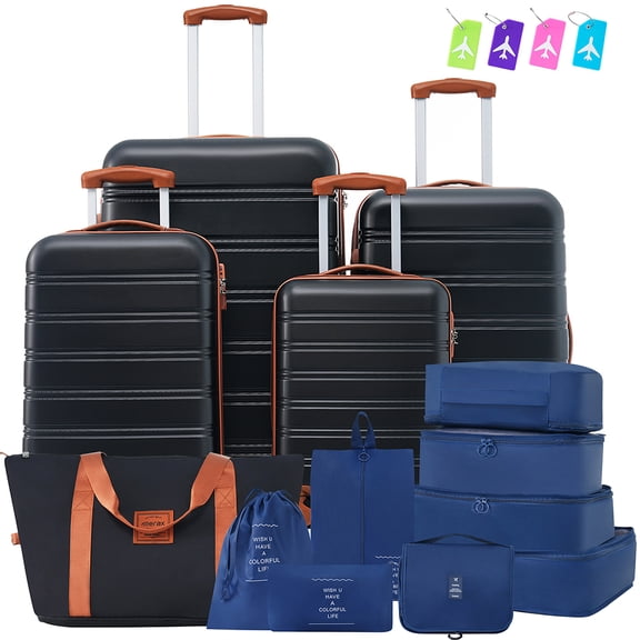 Canddidliike Hardshell Luggage Sets 4 pcs + Bag Spinner Suitcase with TSA Lock Lightweight-16"+20"+24"+28" Luggages