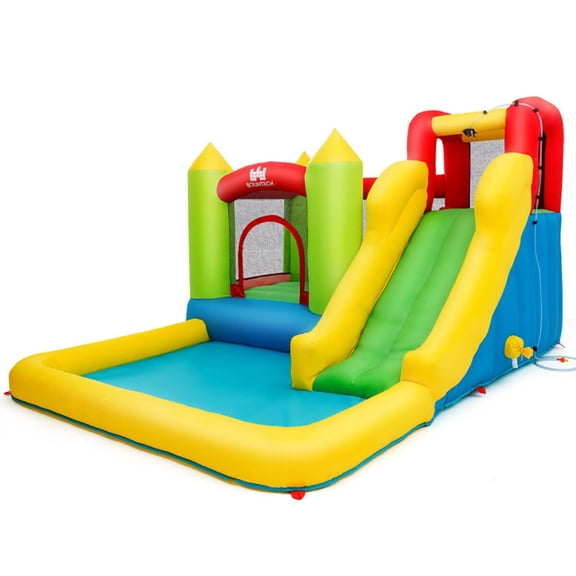 Canddidliike Inflatable Bounce House Water Slide Jump Bouncer without Blower, Bounce House for Kids and Toddler, Inflatable Bouncy Castle, Outdoor Indoor Backyard Jumping House