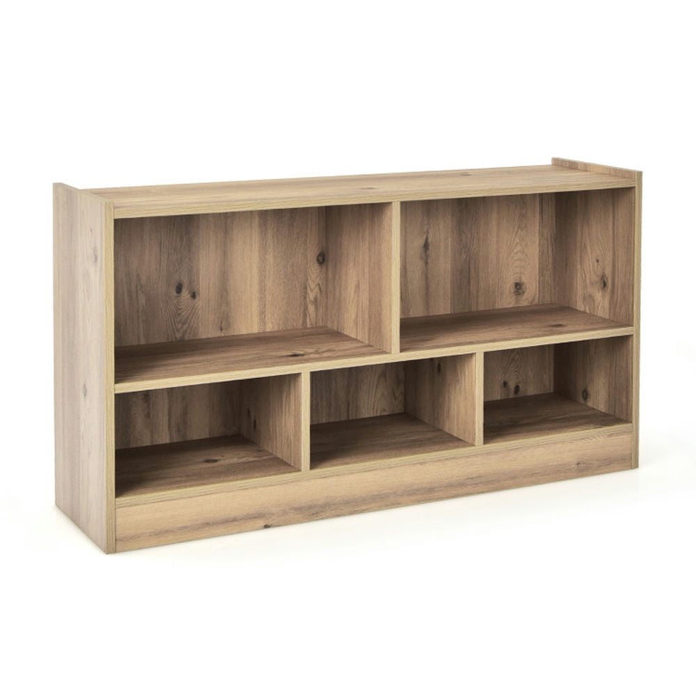Canddidliike Kids 2-Shelf Bookcase 5-Cube Wood Toy Storage Cabinet Organizer-Natural, Toy Storage Organizer for Kids, Boys, Girls, Nursery
