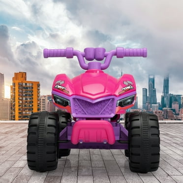 Canddidliike Kids Ride-on ATV, 6V Battery Powered Electric Quad Car with Music, LED Lights and Spray Device, 4 Wheeled Ride-on Toy for Toddlers, Rose Red