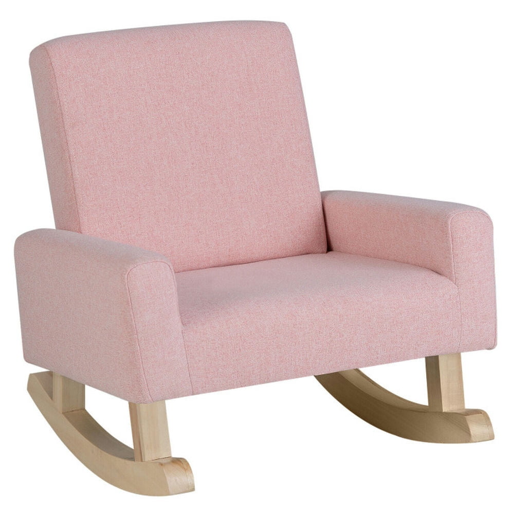 Canddidliike Kids Rocking Chair with Solid Wood Legs-Pink, Comfy Chair for Kids Canddidliike Kids Rocking Chair with Solid Wood Legs-Pink, Comfy Chair for Kids