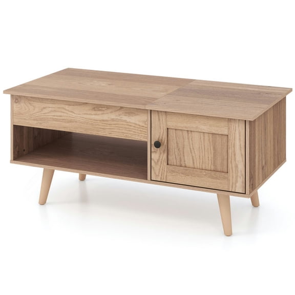 Canddidliike Lift Top Coffee Table with Storage and Hidden Compartment-Natural, Tea Table