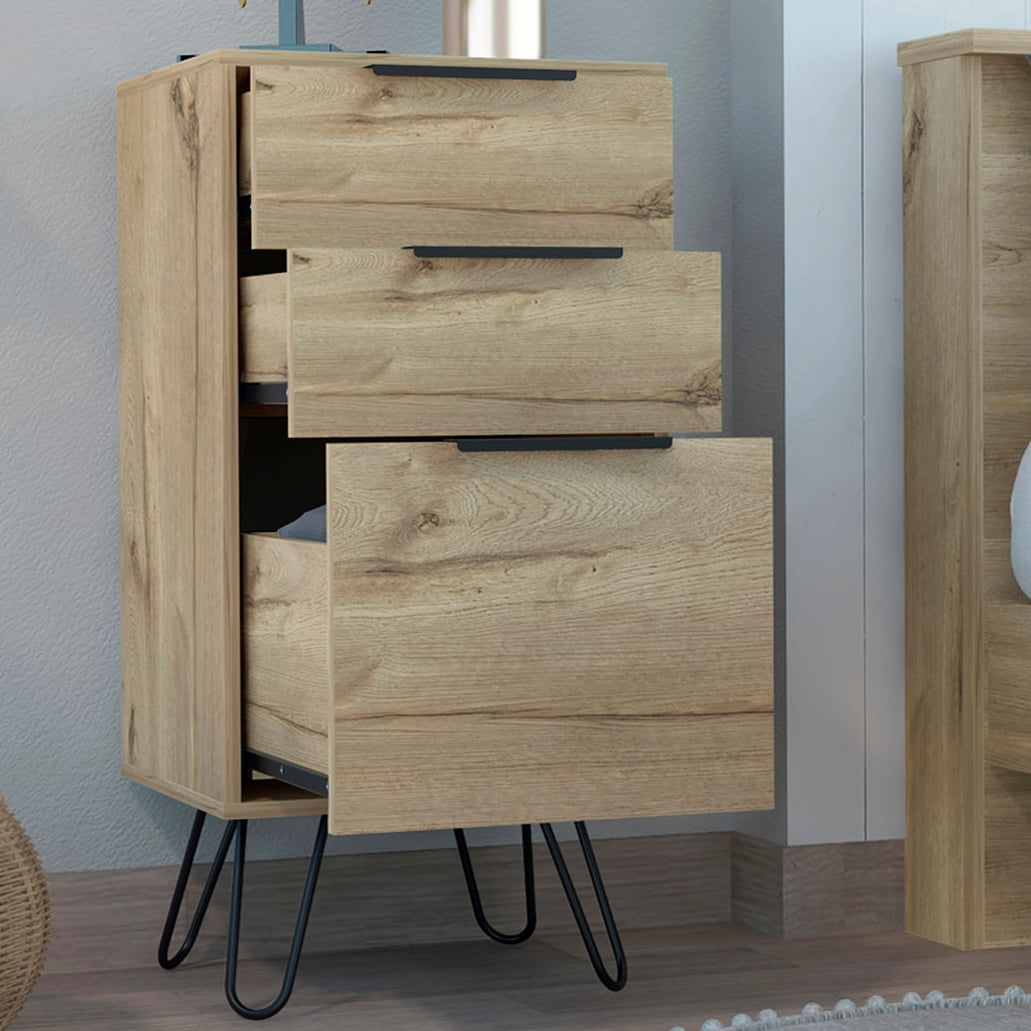 Canddidliike Light Dresser, 3 Drawer Storage Organizer Tall Chest of Drawer for Bedroom Hallway, Hairpin Legs, Light Oak Canddidliike Light Dresser, 3 Drawer Storage Organizer Tall Chest of Drawer for Bedroom Hallway, Hairpin Legs, Light Oak