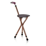 Canddidliike Lightweight Adjustable Folding Cane Seat with Light-Brown, Elderly Assistance Products