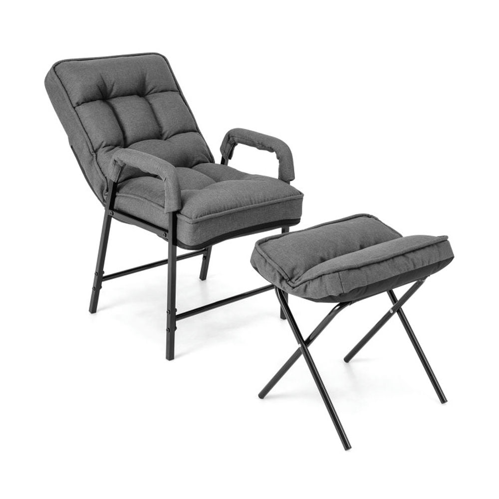 Canddidliike Linen Fabric Modern Accent Chair with Ottoman and Adjustable Backrest-Gray, Modern Padded Seat Reclining Chair, Home Theater Seating Office for Adults Canddidliike Linen Fabric Modern Accent Chair with Ottoman and Adjustable Backrest-Gray, Modern Padded Seat Reclining Chair, Home Theater Seating Office for Adults