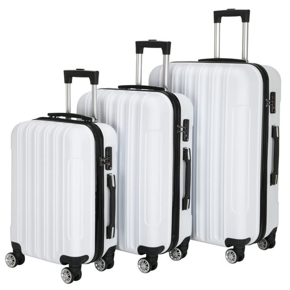 Canddidliike Luggage Sets Lightweight 3-in-1 Multifunctional Large Capacity Traveling Storage Suitcase, Luggage Set ABS Suitcase Sets, White