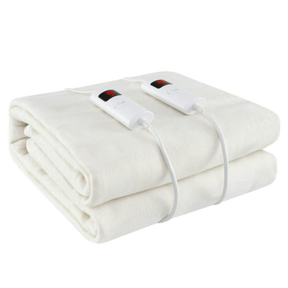 Canddidliike Machine Washable Electric Bed Warmer with Dual Controller 9 Heat Setting and 9-Hour Auto Off and Overheat Protection, Electric Mattress Pad for Bedroom, Full Size, White