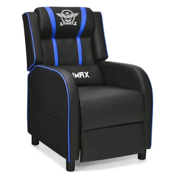 Canddidliike Massage Racing Gaming Single Recliner Chair-Blue, Modern Padded Seat Reclining Chair, Home Theater Seating Office for Adults