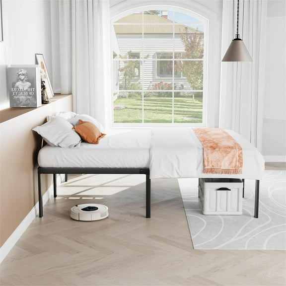 Canddidliike Metal Bed Frame Queen Size, No Box Spring Needed, Metal Platform Bed, Easy Assembly Platform Bed Frame, Mattress Foundation, Traditional Design, Sturdy Steel, King