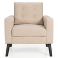 thumbnail image 1 of Canddidliike Mid-Century Upholstered Armchair Club Chair with Rubber Wood Legs-Beige, Padded Seat, Wingback Chair for Bedroom Desk, 1 of 11