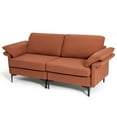 thumbnail image 1 of Canddidliike Modern Fabric Loveseat Sofa for with Metal Legs and Armrest Pillows-Rust Red, Love Seats Furniture Suitable for Small Spaces, Living Room, Office, Soft Couch Easy to Install, 1 of 1