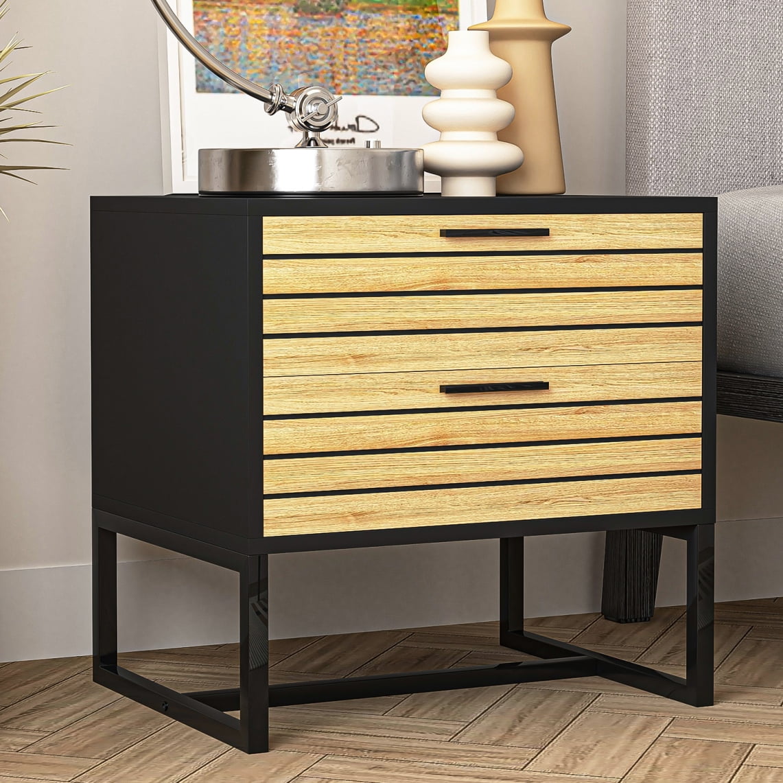 Canddidliike Modern Nightstand, 2 Drawer End Table for Bedroom, Living Room, Sofa Couch, Hall, Easy Assembly, Natural Canddidliike Modern Nightstand, 2 Drawer End Table for Bedroom, Living Room, Sofa Couch, Hall, Easy Assembly, Natural