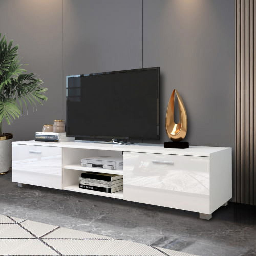 Canddidliike Modern TV Stand with Storage Cabinet, Media Console for TV's up to 70", White