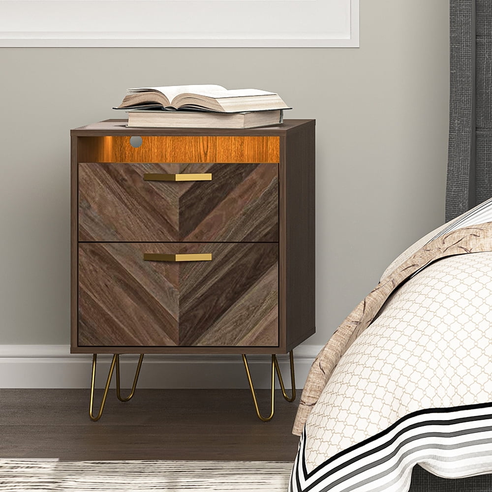 Canddidliike Night Stand, LED Multi-Color Lighting, Nightstand, Eco-Friendly E1 Grade, 15.7"L x 12.1"W x 21.4" H Canddidliike Night Stand, LED Multi-Color Lighting, Nightstand, Eco-Friendly E1 Grade, 15.7"L x 12.1"W x 21.4" H