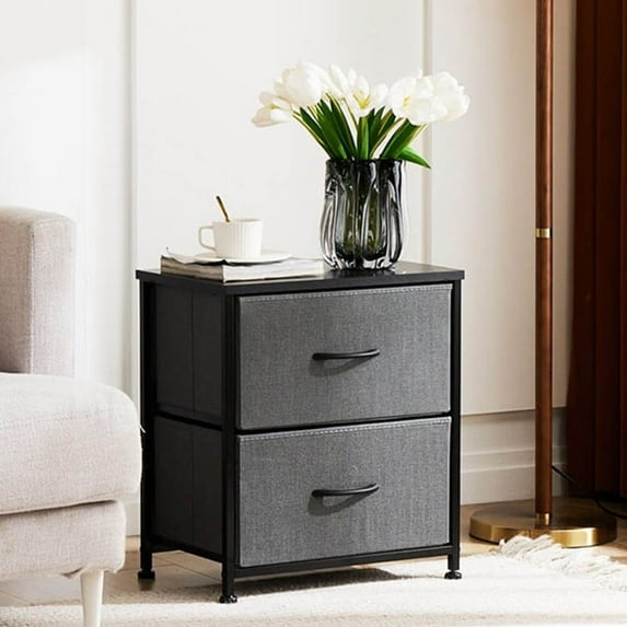 Canddidliike Night Stand for Bedroom, End Table with Open Shelf, Drawer Dresser, Nightstand Side, Gray