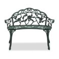 thumbnail image 1 of Canddidliike Outdoor Cast Aluminum Patio Bench, Porch Bench Chair with Curved Legs Rose Pattern, Antique Green, 1 of 7