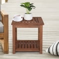 thumbnail image 1 of Canddidliike Outdoor Patio Acacia Wood Garden Side Table with Storage Shelf - 18x18 Inch, Natural Oil, 1 of 7