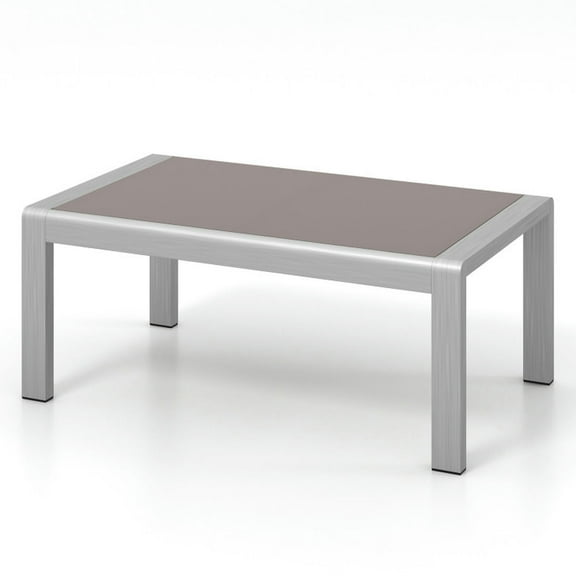 Canddidliike Outdoor Rectangle Coffee Table with Robust Aluminum Frame, Coffee Table with 40-Inch Tempered Glass Tabletop, Versatile Table for Outdoor as Yard, Garden, Gray