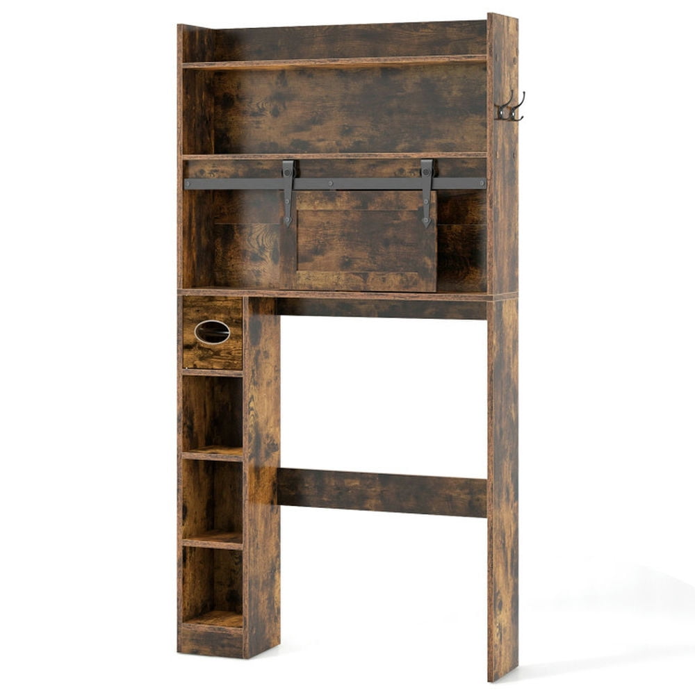 Canddidliike Over The Toilet Storage Cabinet with Sliding Barn Door and Adjustable Shelves-Rustic Brown, Bathroom Storage Cabinet Canddidliike Over The Toilet Storage Cabinet with Sliding Barn Door and Adjustable Shelves-Rustic Brown, Bathroom Storage Cabinet