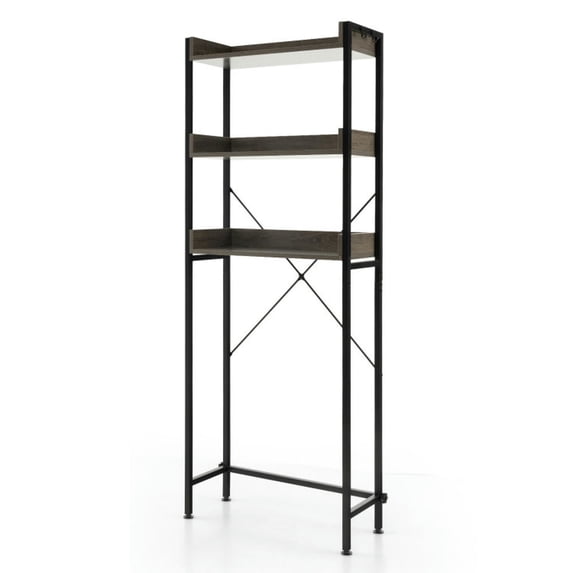 Canddidliike Over The Toilet Storage Rack with Hooks and Adjustable Bottom Bar-Gray, Bathroom Storage Cabinet