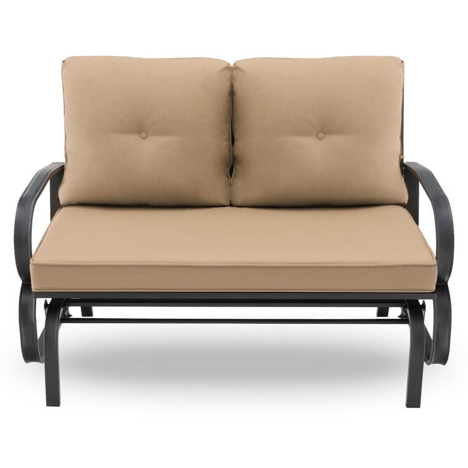 Outsunny Patio Glider Wicker Loveseat Bench - 2-Person Rattan Swing Chair For Yard/Deck