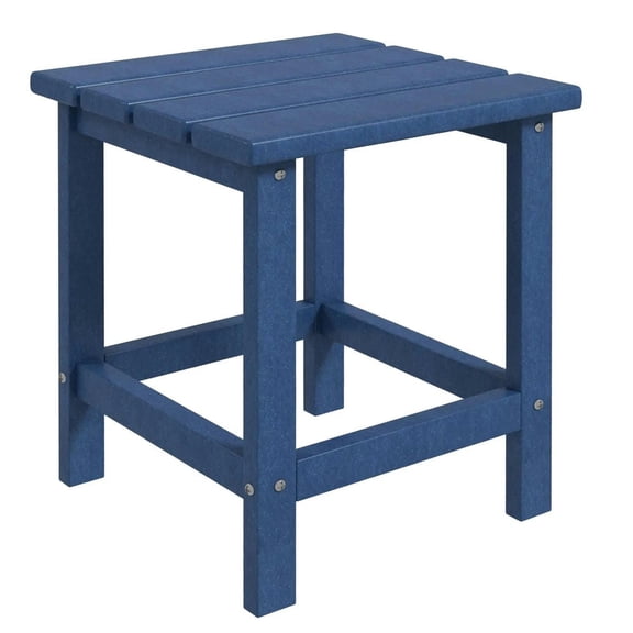 Canddidliike Patio Side Table, 15" Square Outdoor End Table, HDPE Plastic Tea Table for Outdoor as Backyard, Lawn, Blue
