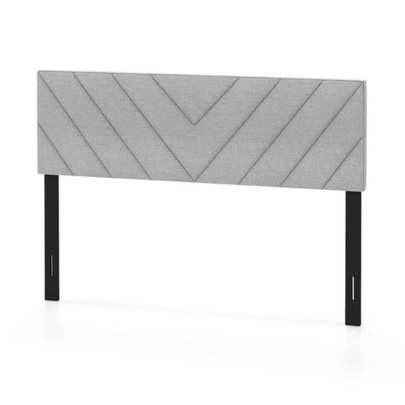Canddidliike Queen&Full V-Shaped Pattern Fabric Modern Headboard in Gray Linen Fabric