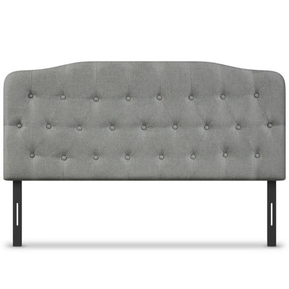 Canddidliike Queen Tufted Fabric Modern Headboard in Light Gray Linen Fabric