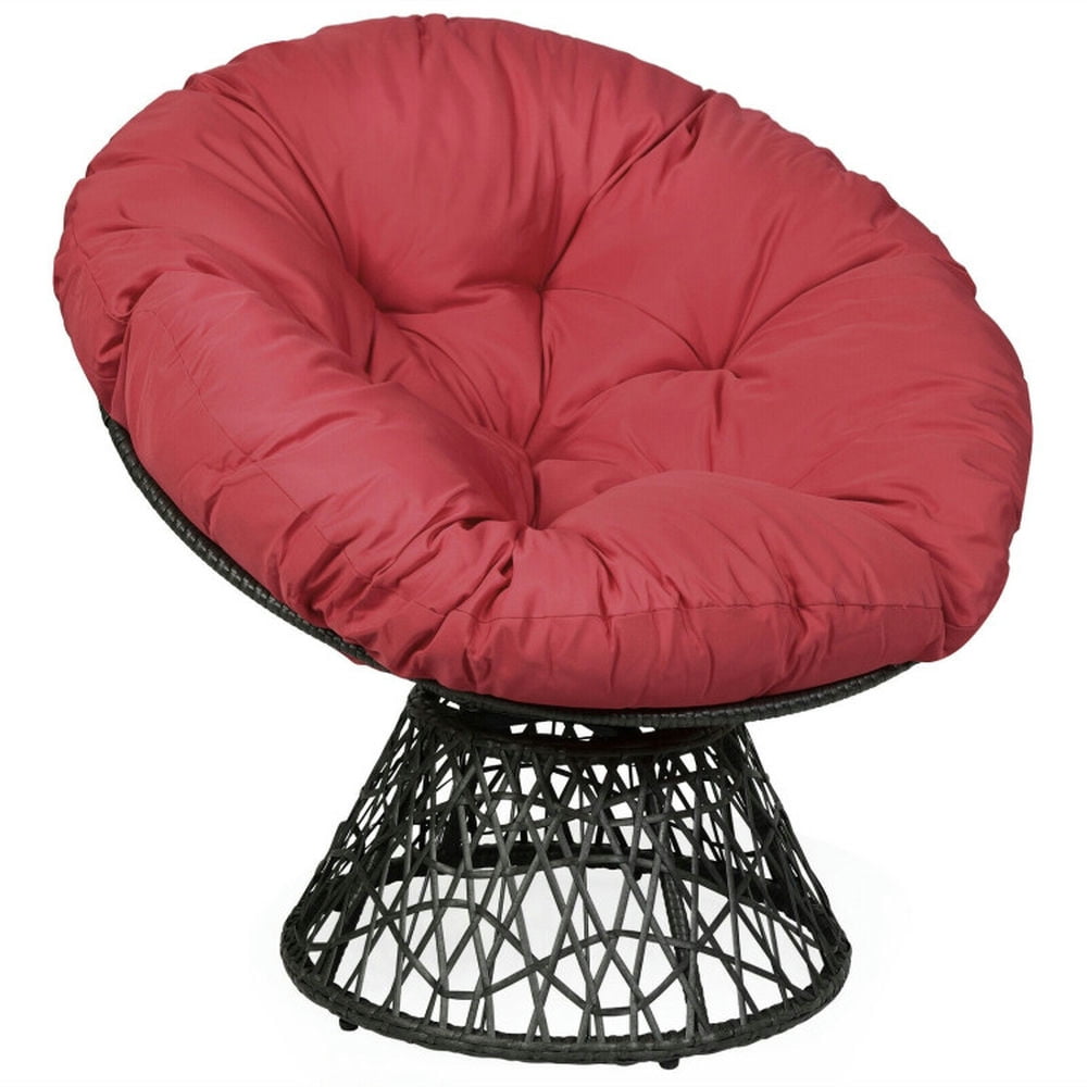 Canddidliike Rattan Papasan Chair Ergonomic 360-degree Swivel Soft Cushion Garden-Burgundy, Modern Chair for Dorm, Room, Office Canddidliike Rattan Papasan Chair Ergonomic 360-degree Swivel Soft Cushion Garden-Burgundy, Modern Chair for Dorm, Room, Office