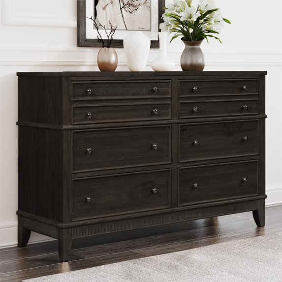 Canddidliike Rustic Dresser Solid Wood Dresser with 6 Drawers Cabinet, Coffee