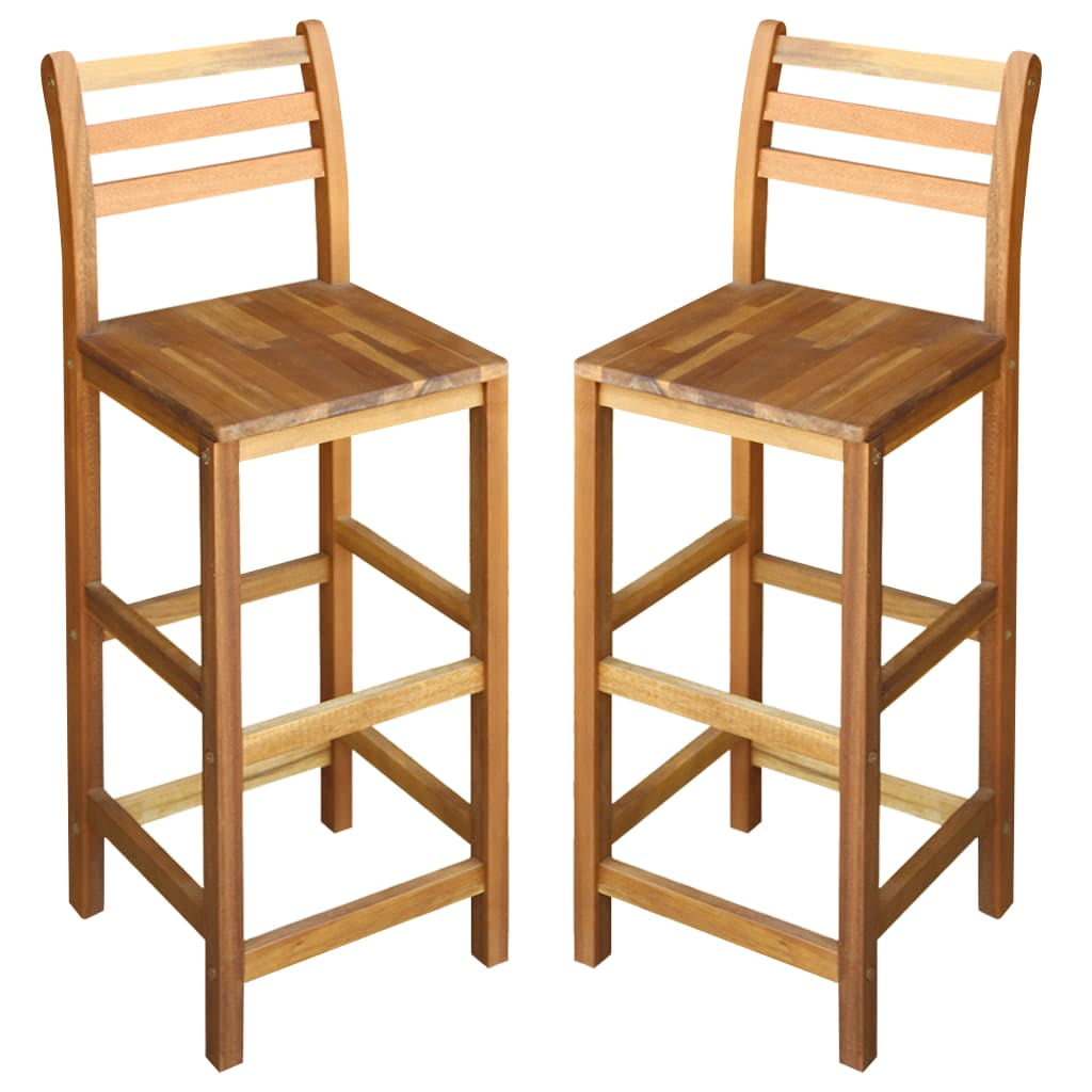 Canddidliike Set of 2 43-Inch Wooden Back Ladder Stool Chair for Bar, Restaurant - Natural