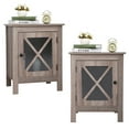 thumbnail image 1 of Canddidliike Set of 2 Nightstands Bedside Storage Cabinet with X-Design Glass Door for Bedroom Sofa Couch Side in Rustic Brown, 1 of 7