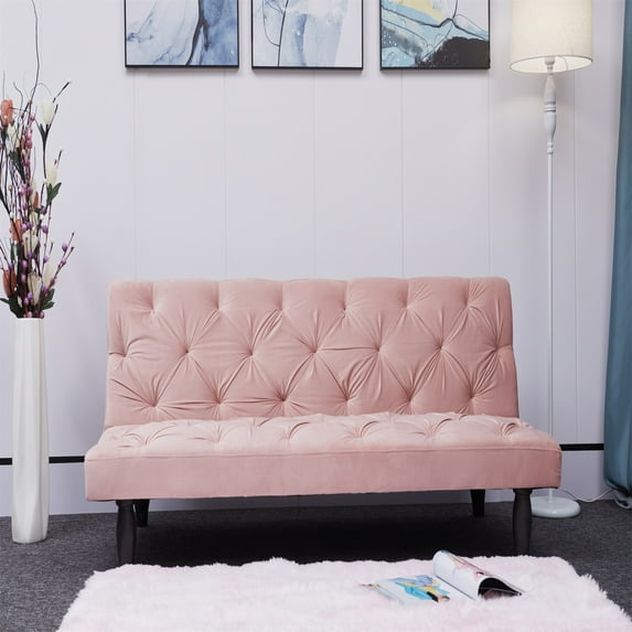 Canddidliike Sofa Converts to Sofa Bed Velvet Sofa Bed for Family Living Room, Apartment, Bedroom, Pink