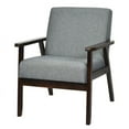 thumbnail image 1 of Canddidliike Solid Rubber Wood Fabric Accent Armchair-Gray, Padded Seat, Wingback Chair for Bedroom Desk, 1 of 9