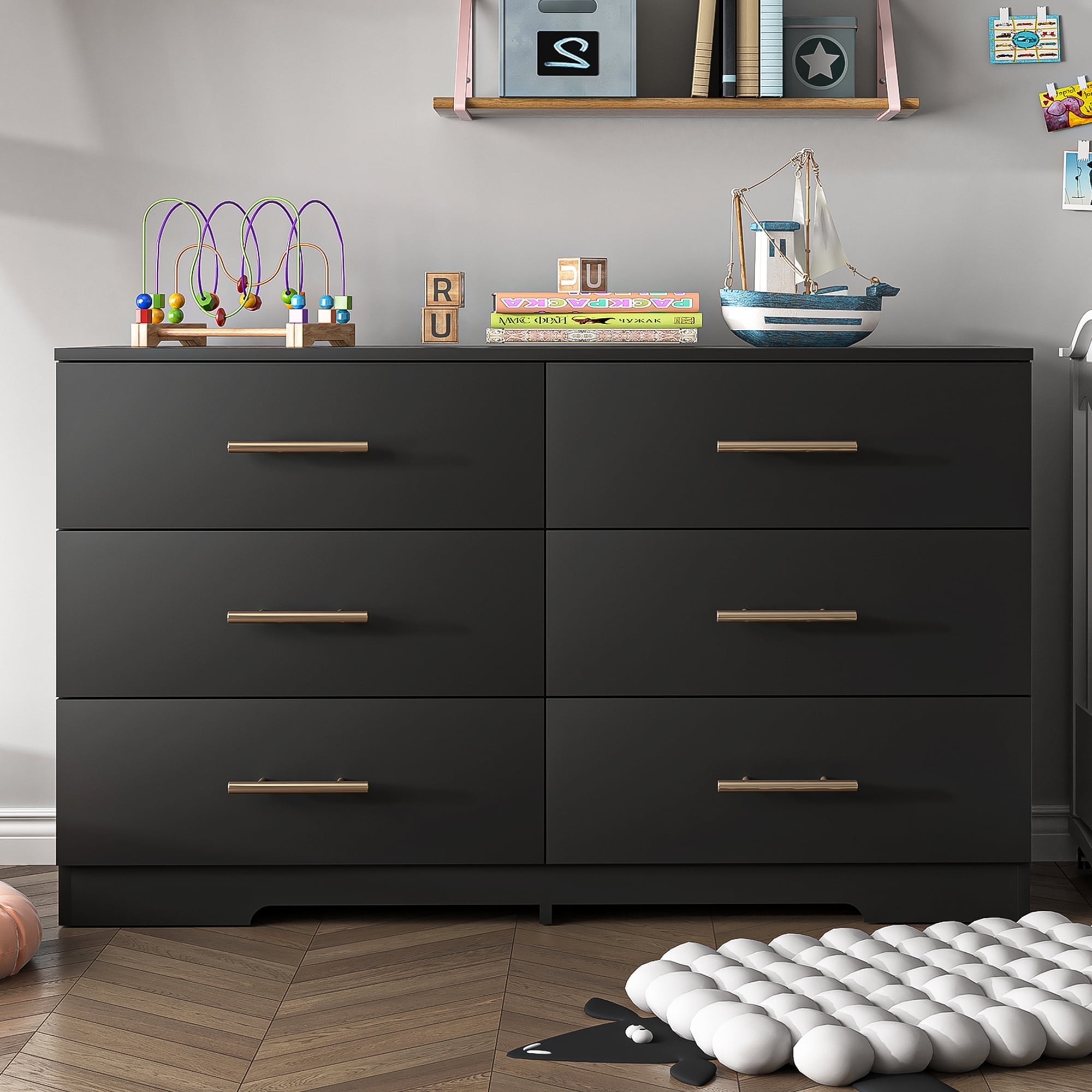 Canddidliike Storage Dressers Organizer for Bedroom, Wood 6 Drawers Dresser Chests, Blck Canddidliike Storage Dressers Organizer for Bedroom, Wood 6 Drawers Dresser Chests, Blck