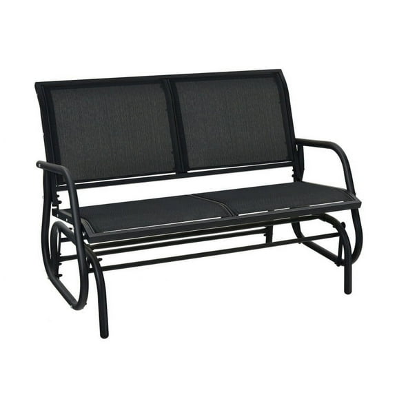Canddidliike Swing Glider Chair 48 Inch Loveseat Rocker Lounge Backyard, Outdoor Rocker with Weather Resistant Steel Frame for Porch Garden Outside, Black