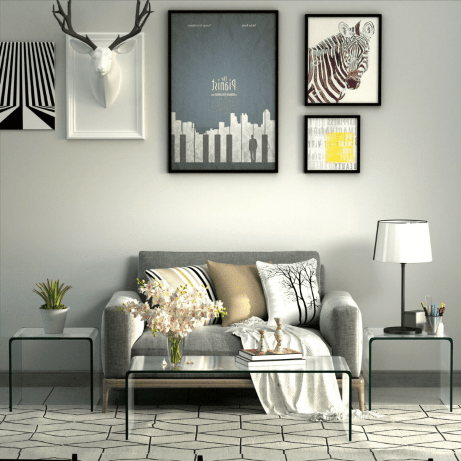 Canddidliike Table Set of 3, Table Set of Glass Coffee Table with ...