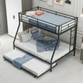 thumbnail image 1 of Canddidliike Twin Over Full Metal Bunk Bed with Trundle and 2 Ladder for 3 People - Black, 1 of 9