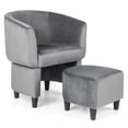thumbnail image 1 of Canddidliike Upholstered Velvet Barrel Chair with Ottoman, Velvet Lounge Reading Chair, Upholstered Armchair for Living Room, Bedroom, Dorm, Grey, 1 of 6