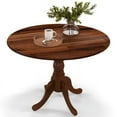 thumbnail image 1 of Canddidliike Wooden Dining Table with Round Tabletop and Curved Trestle Legs-Walnut, High Top Table, Kitchen Bar Height Table and Chairs for Dining Room, 1 of 7